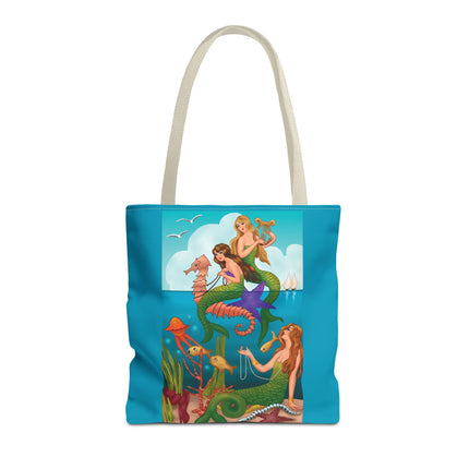 Three Mermaids with Strings of Pearls by Carlo Chiostri Tote Bag (AOP)