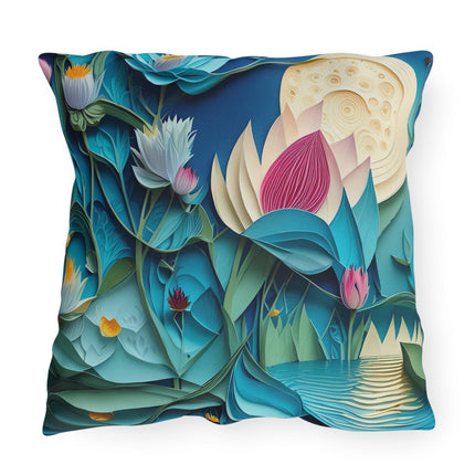 Ethereal Moonlit Lake Outdoor Pillows