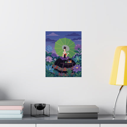 🪷🧶 The Lady Of The Lotus Knitting Circle Matte Vertical Poster – Art Deco Floral Whimsy
