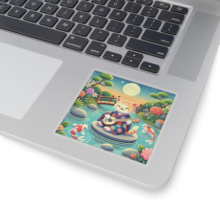 Melodic Kitten by the Koi Pond Kiss-Cut Stickers (4 Sizes)