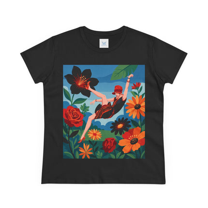 🌺✨ The Lady In The Fabulous Flowers Cotton Tee – Art Deco Floral Fantasy