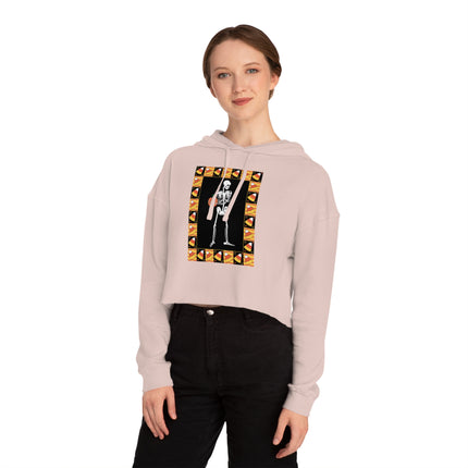 Candy Corn Skeleton Women’s Cropped Hooded Sweatshirt