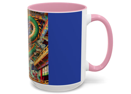 Tibetan Dragon Over Kabuki Duel Colorful Mugs (11oz, 15oz)