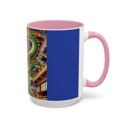 Tibetan Dragon Over Kabuki Duel Colorful Mugs (11oz, 15oz)