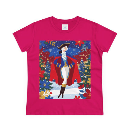 🎄🎭 The Christmas Masquerade Lady Cotton Tee – Art Deco Holiday Glamour