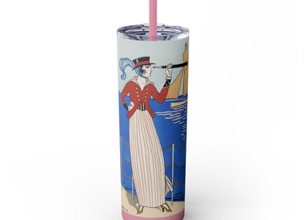 Costume de Yacht by George Barbier Skinny Tumbler with Straw, 20oz