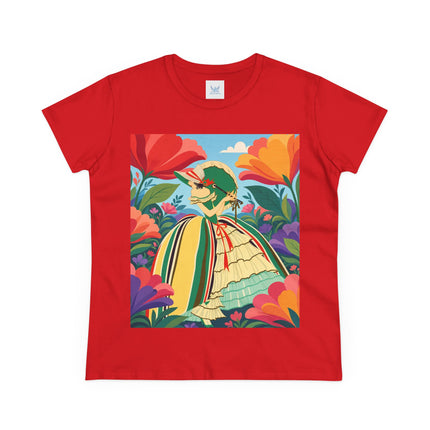 🌺🎀 The Girl In The Striped Garden Cotton Tee – Art Deco Floral Fashion