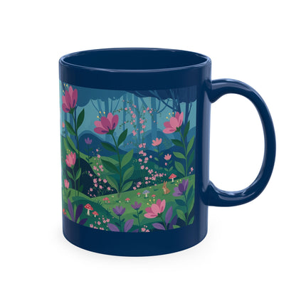 🌸☂️ The Lady Of The Enchanted Garden Stroll Ceramic Mug – Art Deco Floral Whimsy