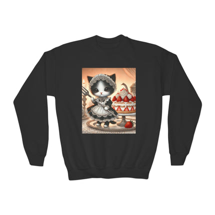 Patisserie Kitten Youth Crewneck Sweatshirt – Sweet Charm, Cozy Comfort & Storybook Delight