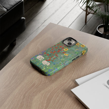 Farm Garden with Sunflowers by Gustav Klimt Phone Cases