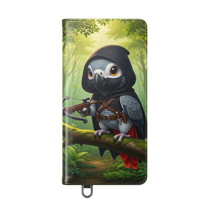 🪶🌲 The African Grey Sentinel Flip Case – Quiet Strength & Woodland Adventure