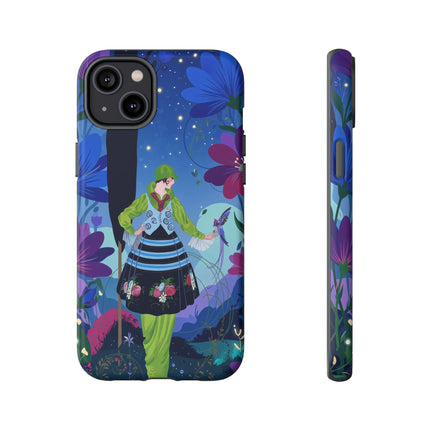 🌸🐦 The Lady Of The Midnight Bird Garden Phone Case – Art Deco Floral Fantasy