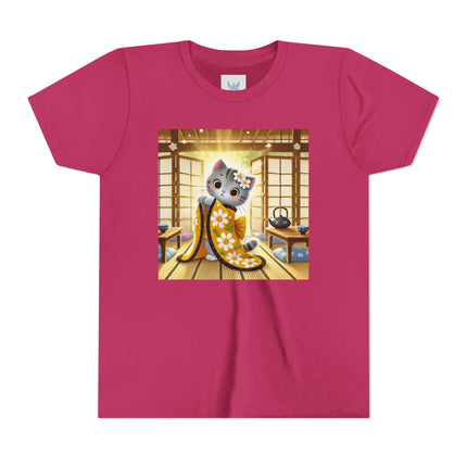 Playful Kitten in the Tea Room Youth Short Sleeve Tee
