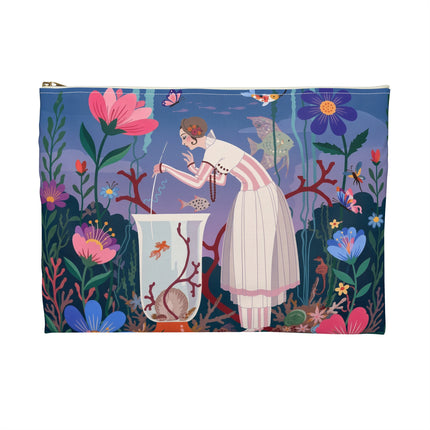 🐠🌸 The Enchanted Aquarium Garden Accessory Pouch – Art Deco Underwater Fantasy