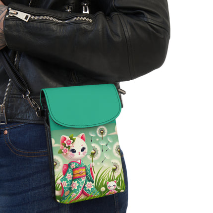 Geisha Kitten and the Dandelion Wish Small Cell Phone Wallet