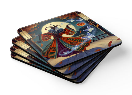 Court Magician with Ghost Butterflies Corkwood Coaster Set