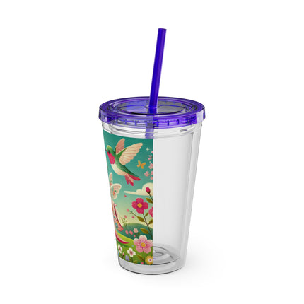 Geisha Fairy and the Hummingbird Blossom Sunsplash Tumbler with Straw, 16oz