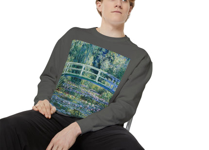 Water Lilies and Japanese Bridge by Claude Monet Unisex Garment-Dyed Sweatshirt