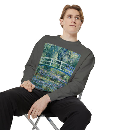 Water Lilies and Japanese Bridge by Claude Monet Unisex Garment-Dyed Sweatshirt