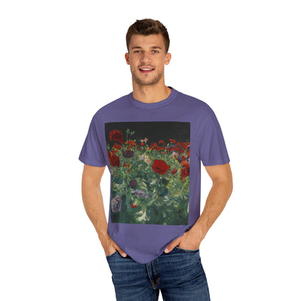 Poppies (A Study of Poppies for Carnation, Lily, Lily, Rose) by John Singer Sargent Unisex Garment-Dyed T-shirt