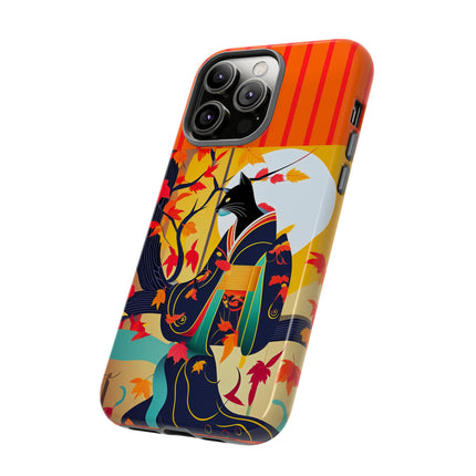 Black Cat in Kimono Phone Cases