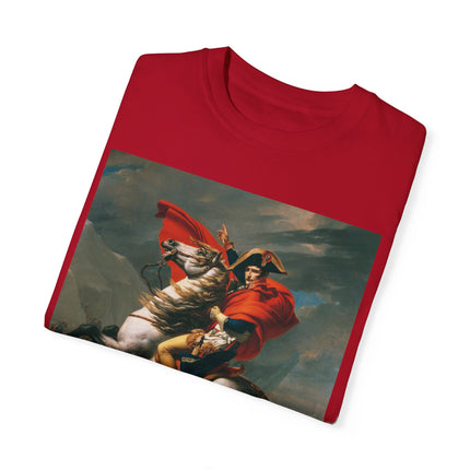 Napoleon Crossing the Alps by Jacques-Louis David Unisex Garment-Dyed T-shirt