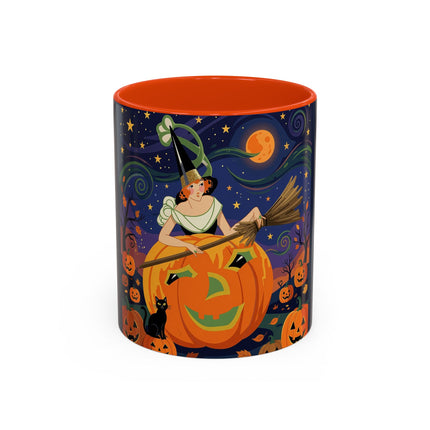 🧙‍♀️🎃 The Witch Of Pumpkin Moon Hollow Colorful Mug – Whimsical Halloween Magic