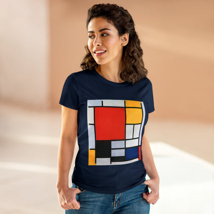 Composition with Red, Yellow, Blue, and Black by Piet Mondrian Women's Midweight Cotton Tee