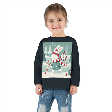 Candy Cane Timekeeper Bunny Toddler Long Sleeve Tee