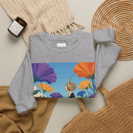 🌺🧡 The Lady Of The Golden Garden Crewneck Sweatshirt – Art Deco Fashion Fantasy