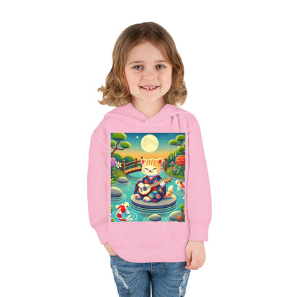 Melodic Kitten by the Koi Pond Toddler Pullover Fleece Hoodie