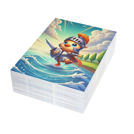🦆⚔️ The Little Duck Knight’s River Quest Greeting Card – Whimsical Animal Adventure