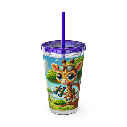Giraffe Lookout Sunsplash Tumbler with Straw, 16oz