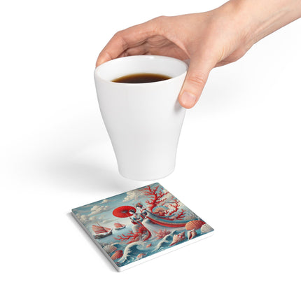 Ladies by the Quiet Sea Ceramic Coaster