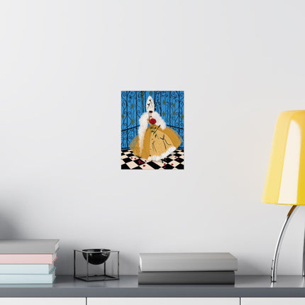 🎭🌹 The Lady Of The Masquerade Rose Matte Vertical Poster – Art Deco Fashion Whimsy