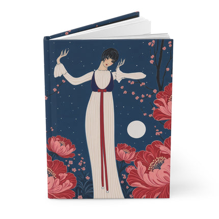 🌸🌙 The Moonlit Blossom Serenade Hardcover Journal – Art Deco Floral Romance