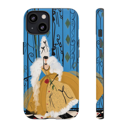 🎭🌹 The Lady At The Masquerade Gates Phone Case – Art Deco Fashion Illustration