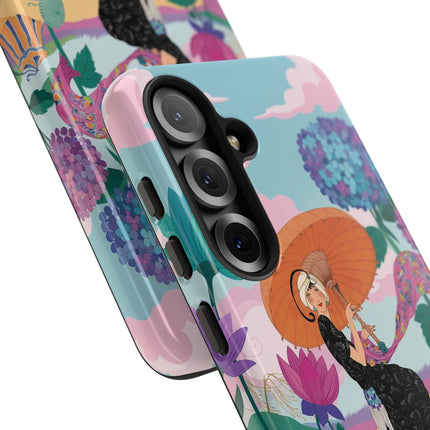 🌊☂️ The Lady Of The Flowered Seashore Phone Case – Art Deco Seaside Fashion