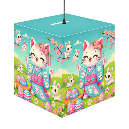 Springtime Kitten’s Easter Joy Light Cube Lamp