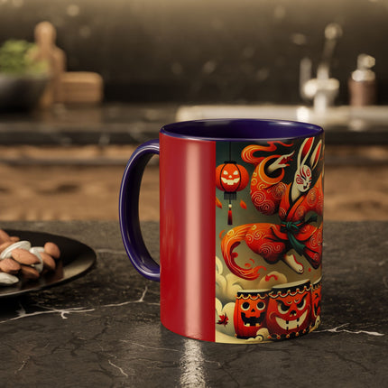 Jack-O’-Lantern Drums & The Kabuki Rabbit Colorful Mugs (11oz, 15oz)