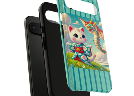 Geisha Kitten and the Dragon Kite Phone Cases