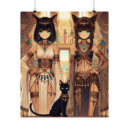 🐱🏛️ Egyptian Priestess Cats Matte Vertical Poster – Temple Guardians & Ancient Grace