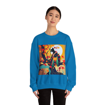 Black Cat in Kimono Unisex Heavy Blend™ Crewneck Sweatshirt