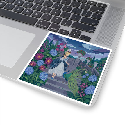 🦚🌸 The Peacock Garden Terrace Kiss-Cut Stickers – Art Deco Floral Elegance