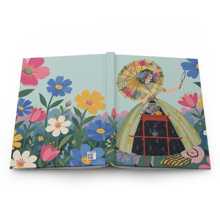 🪞🌸 The Lady Of The Floral Parasol Hardcover Journal – Art Deco Garden Elegance