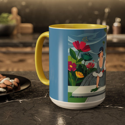 The Lady Of The Secret Garden Colorful Mugs – Art Deco Botanical Elegance
