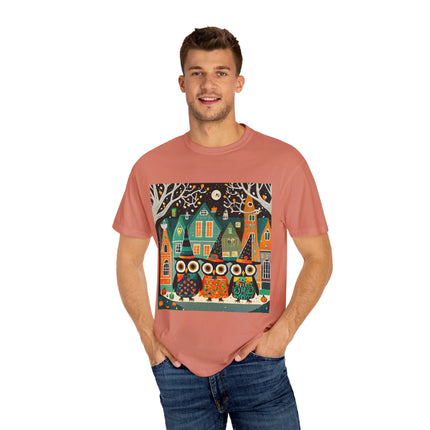 Night of the Trick-or-Treating Owlets Unisex Garment-Dyed T-shirt