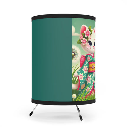 Geisha Kitten and the Dandelion Wish Tripod Lamp