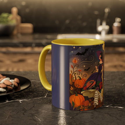 🌙🎃 The Moonlit Garden Walk Colorful Mug – Elegant Halloween Charm