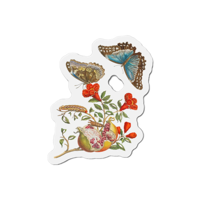 Blue Butterflies and Pomegranate by Maria Sibylla Merian Die-Cut Magnets (5 Sizes)